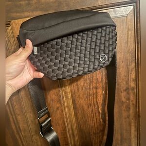 Elegant Black Woven Crossbody Bag Cinda B